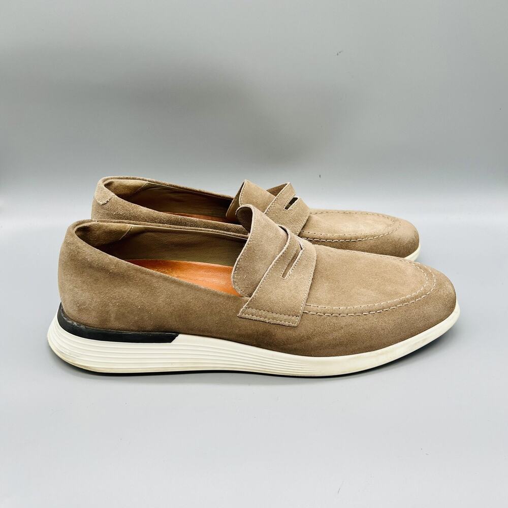 Wolf & Shepherd Shoes Mens 12 Beige Suede Penny Loafers Slip On Casual Comfort